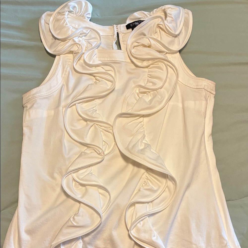 Etcetera Ivory Ruffle-Front Sleeveless Camisole